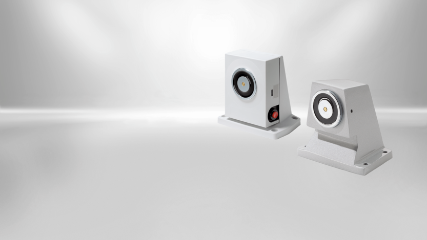 Door holding magnets from Kendrion are available in different designs. This type of SAFE Line is for ground mounting.