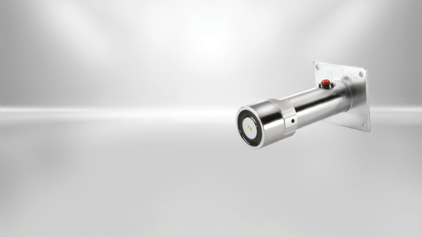 Door holding magnets from Kendrion are available in different designs. This type of SAFE Line is designed as distance tube for wall mounting.